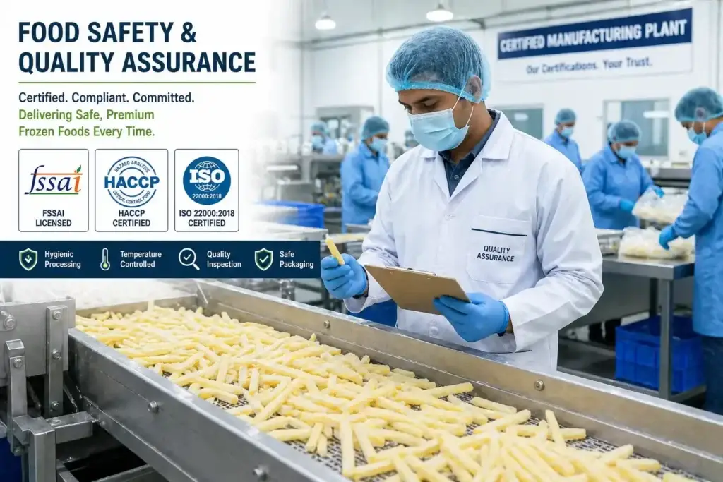frozen french fries manufacturer food safety certification quality check